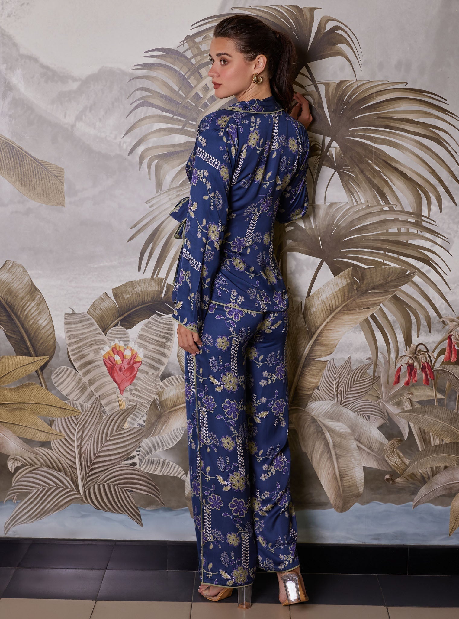 Nyx Cupro Printed Navy Top
