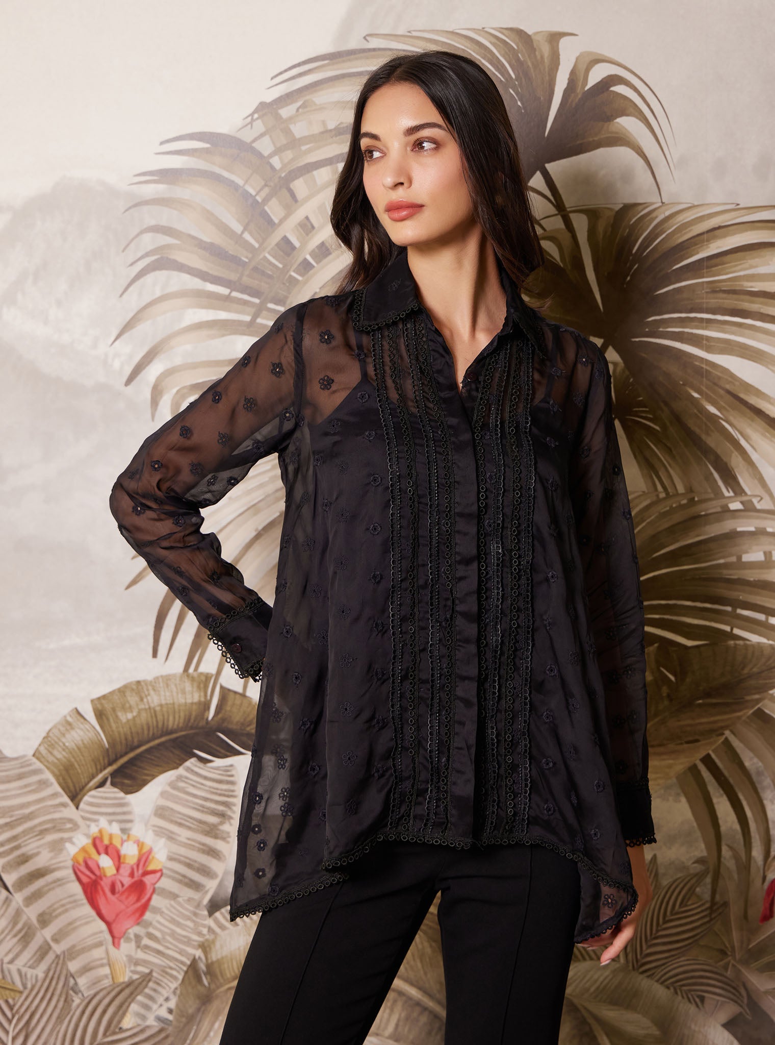 Adonis Organza Black Shirt