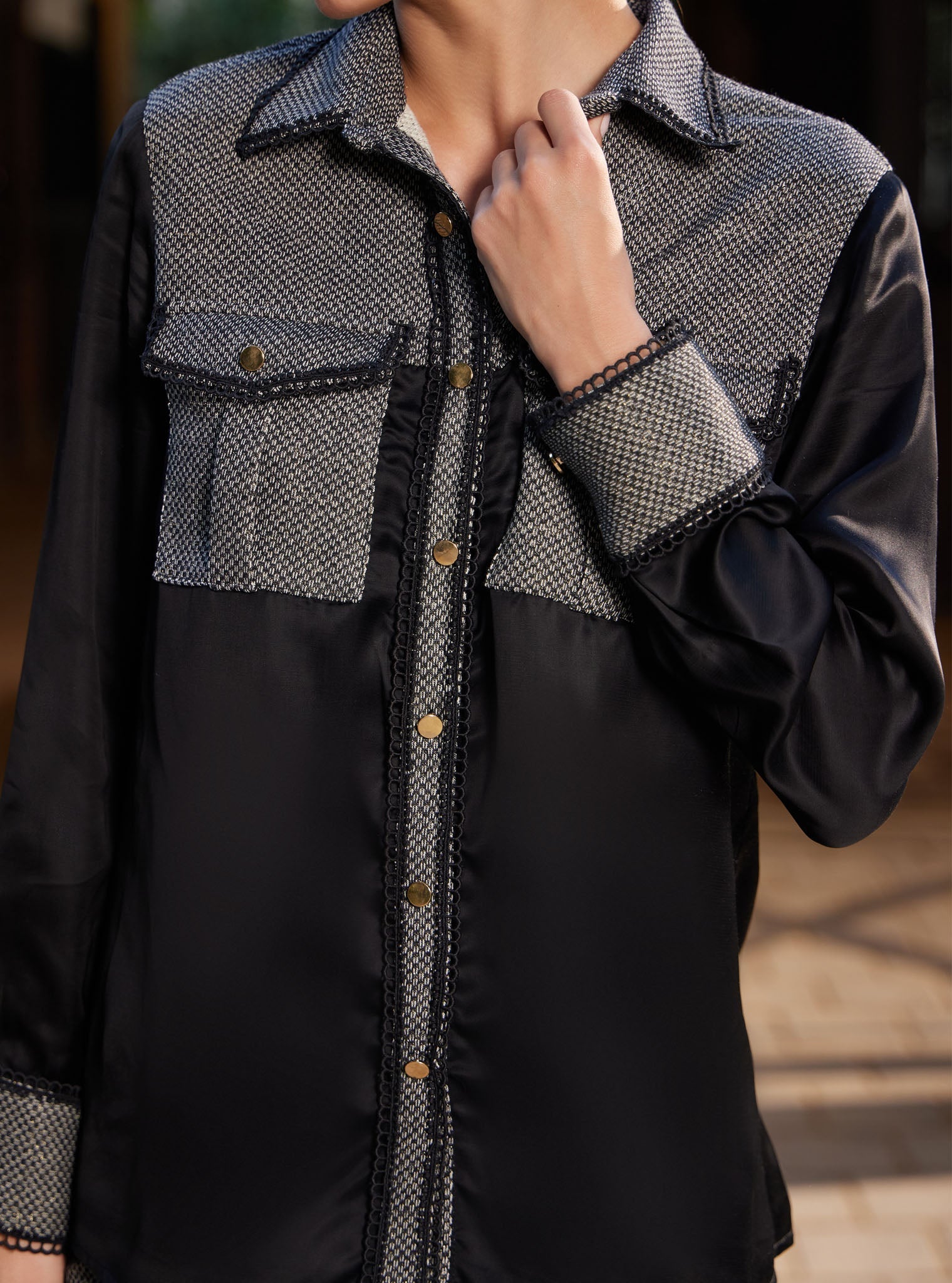 Elpis Luxe Satin Black Co-ord Set