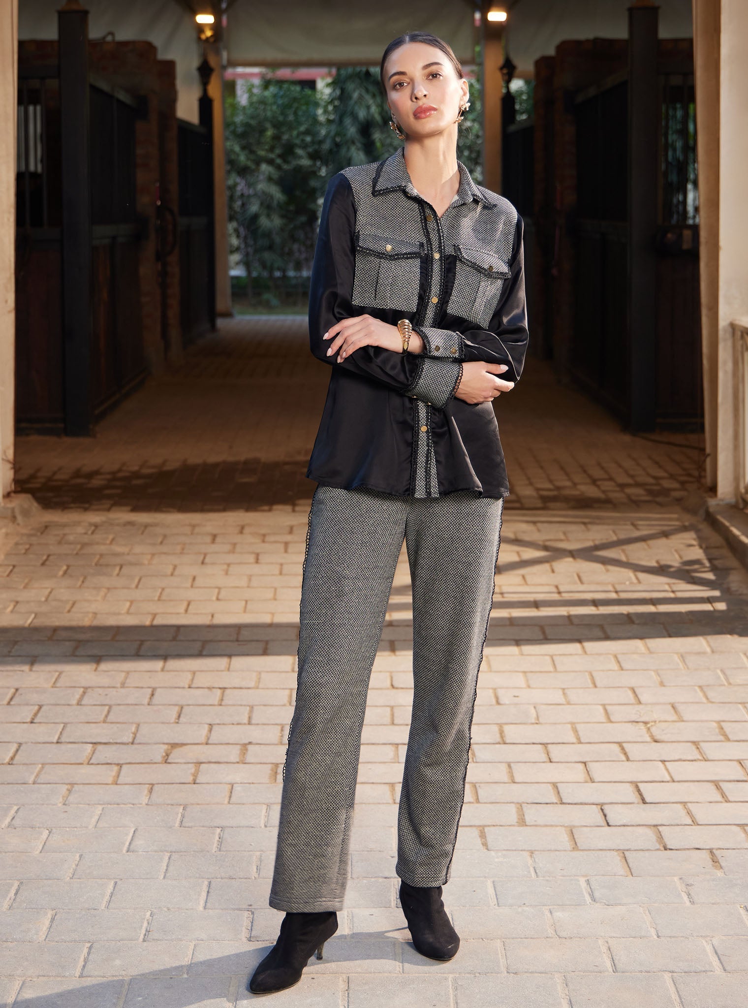 Elpis Luxe Satin Black Co-ord Set