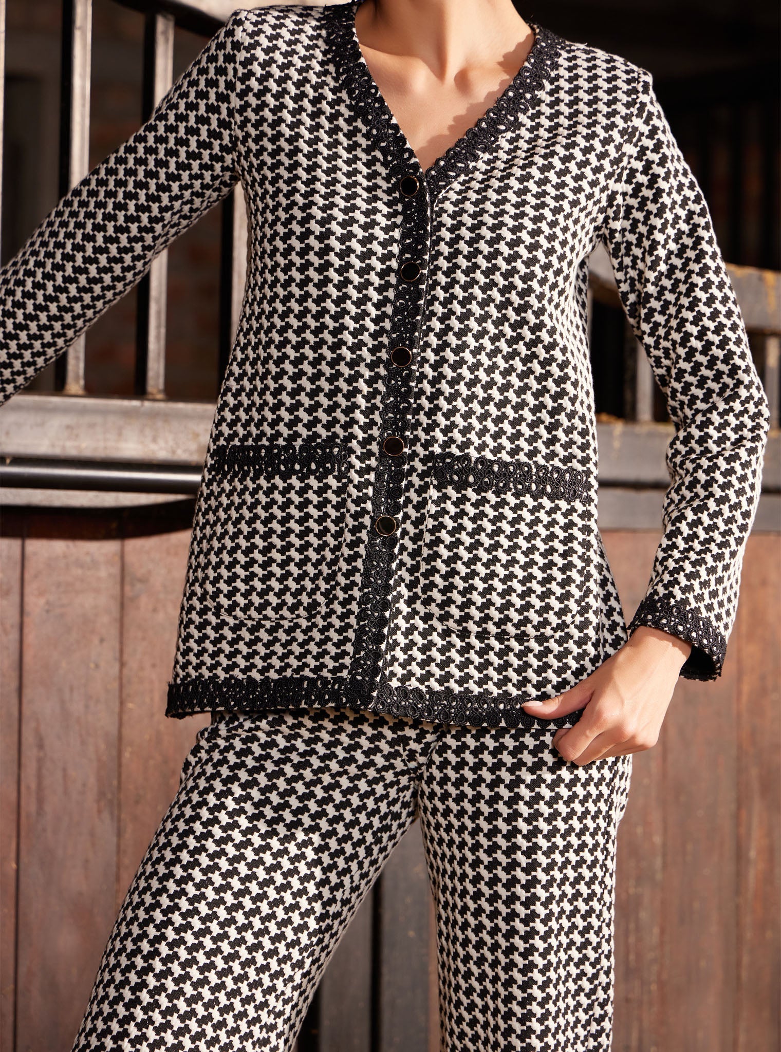 Larisa Houndstooth Black Co-ord Set