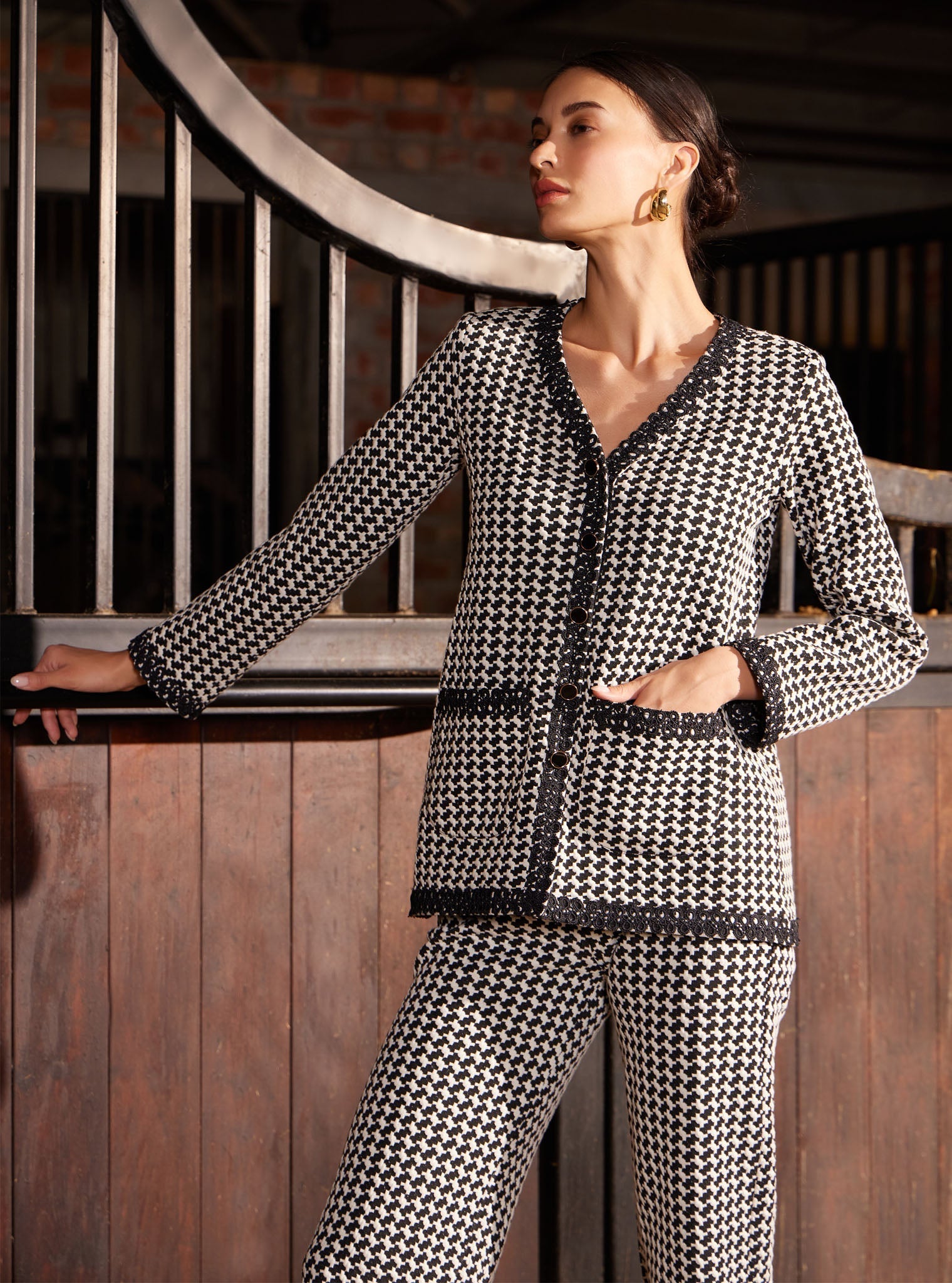 Larisa Houndstooth Black Co-ord Set