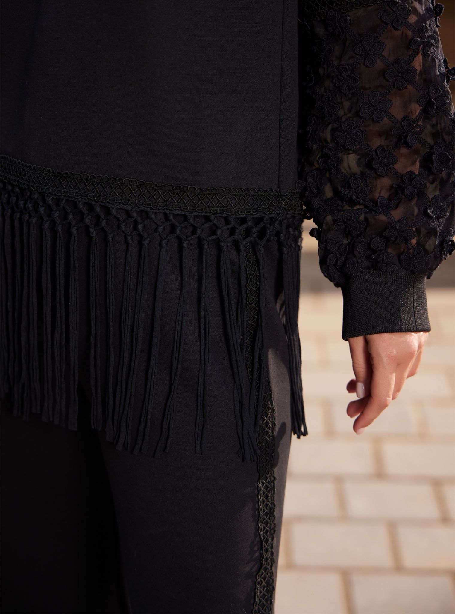 Althea Fleece Black Top