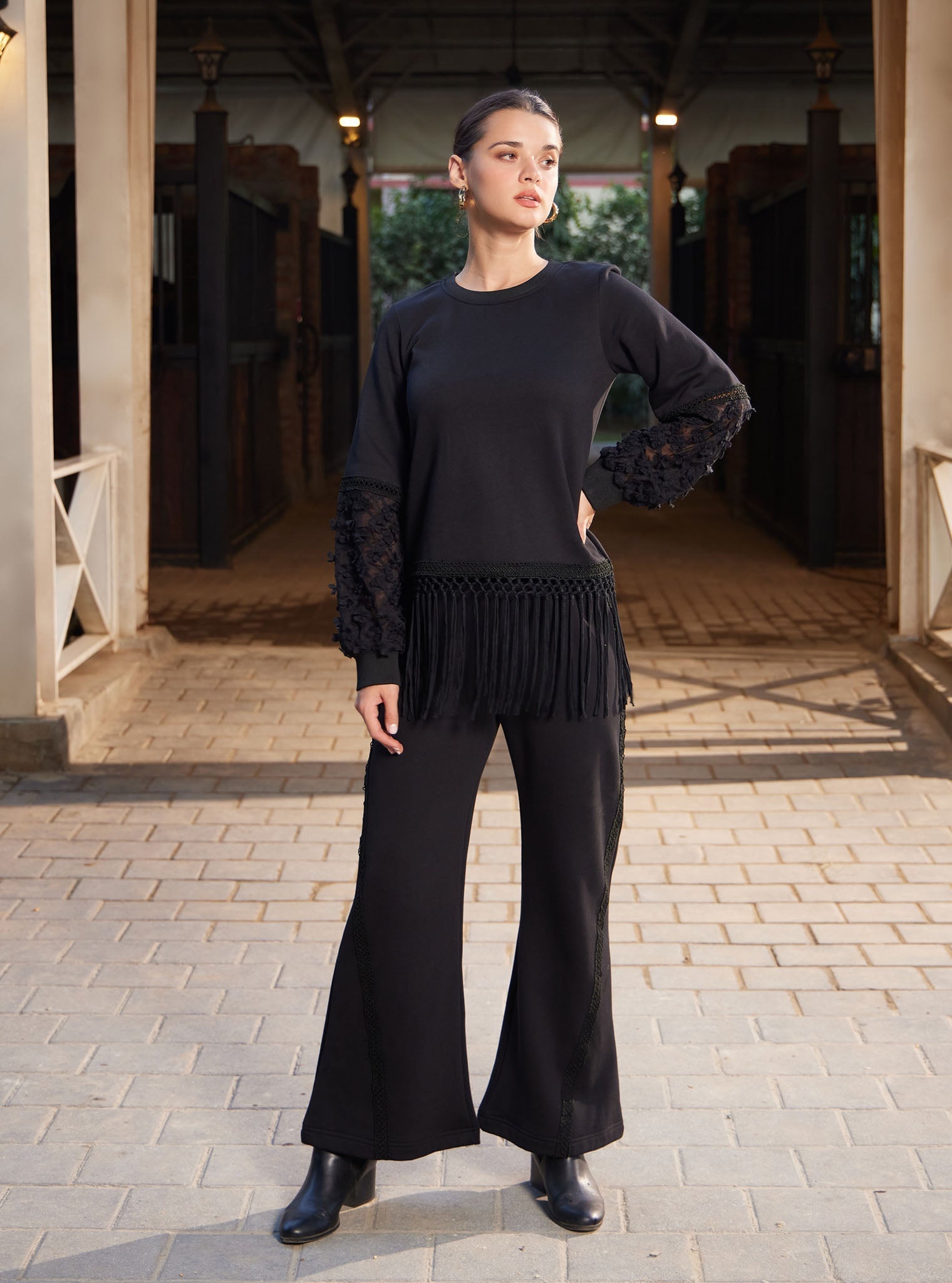 Althea Fleece Black Top