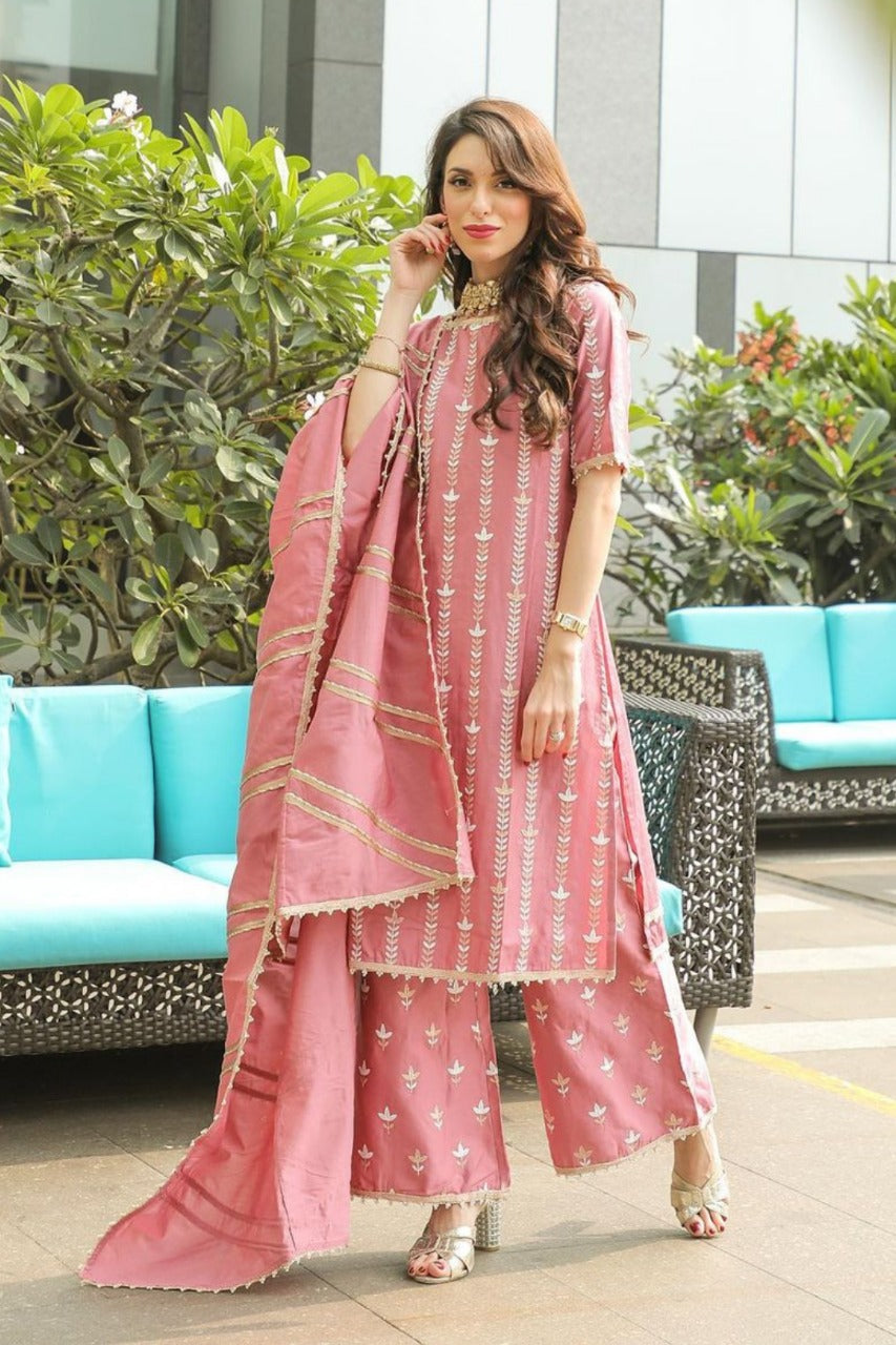 Lynn Supima Satin Mauve Kurta Set