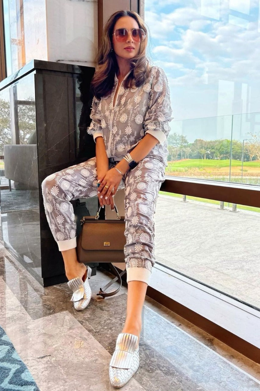 Juniper Organza Grey Jacket Co-Ord Set