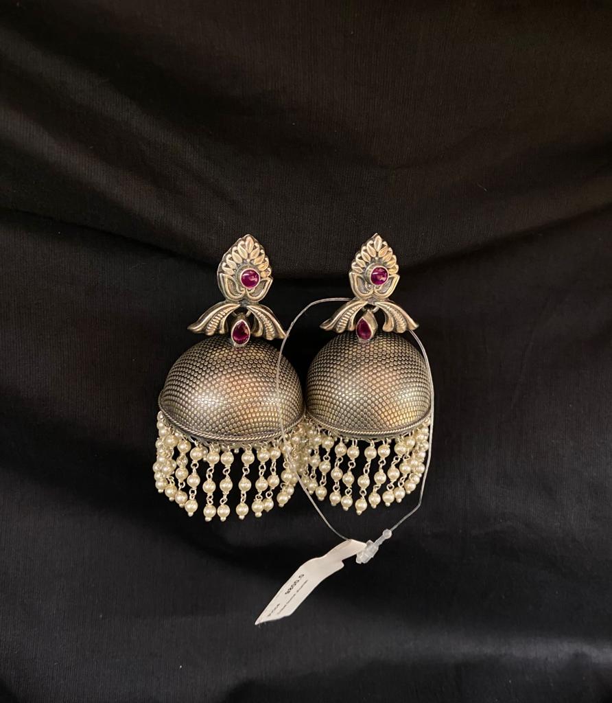 Pure Silver Tribal Dome Jhumki