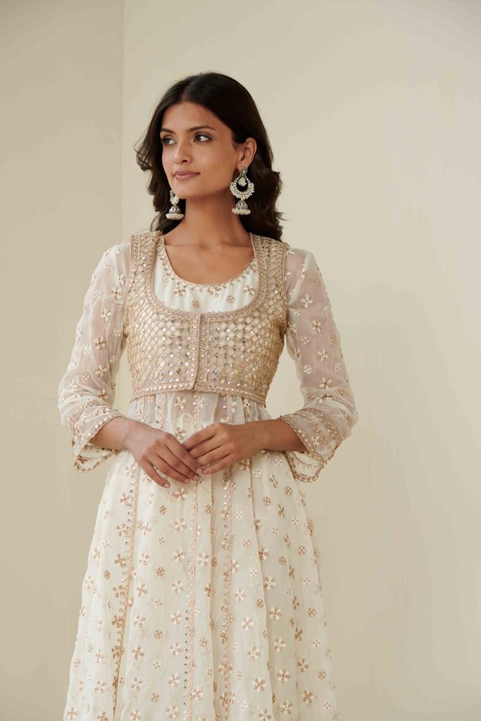 Pure Silver Crystal Pearl Chandbali