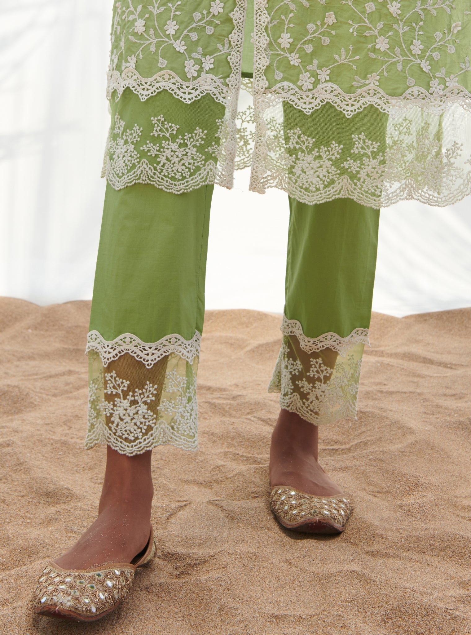 Zuari Supima Cotton Green Kurta Set