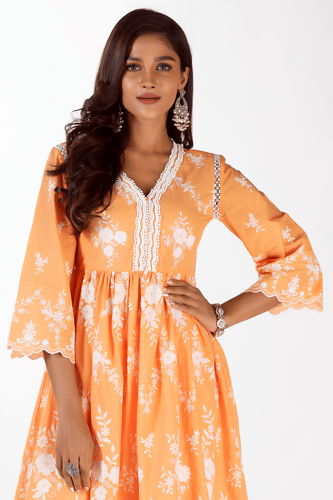 Zambi Supima Cotton Orange Kurta Set