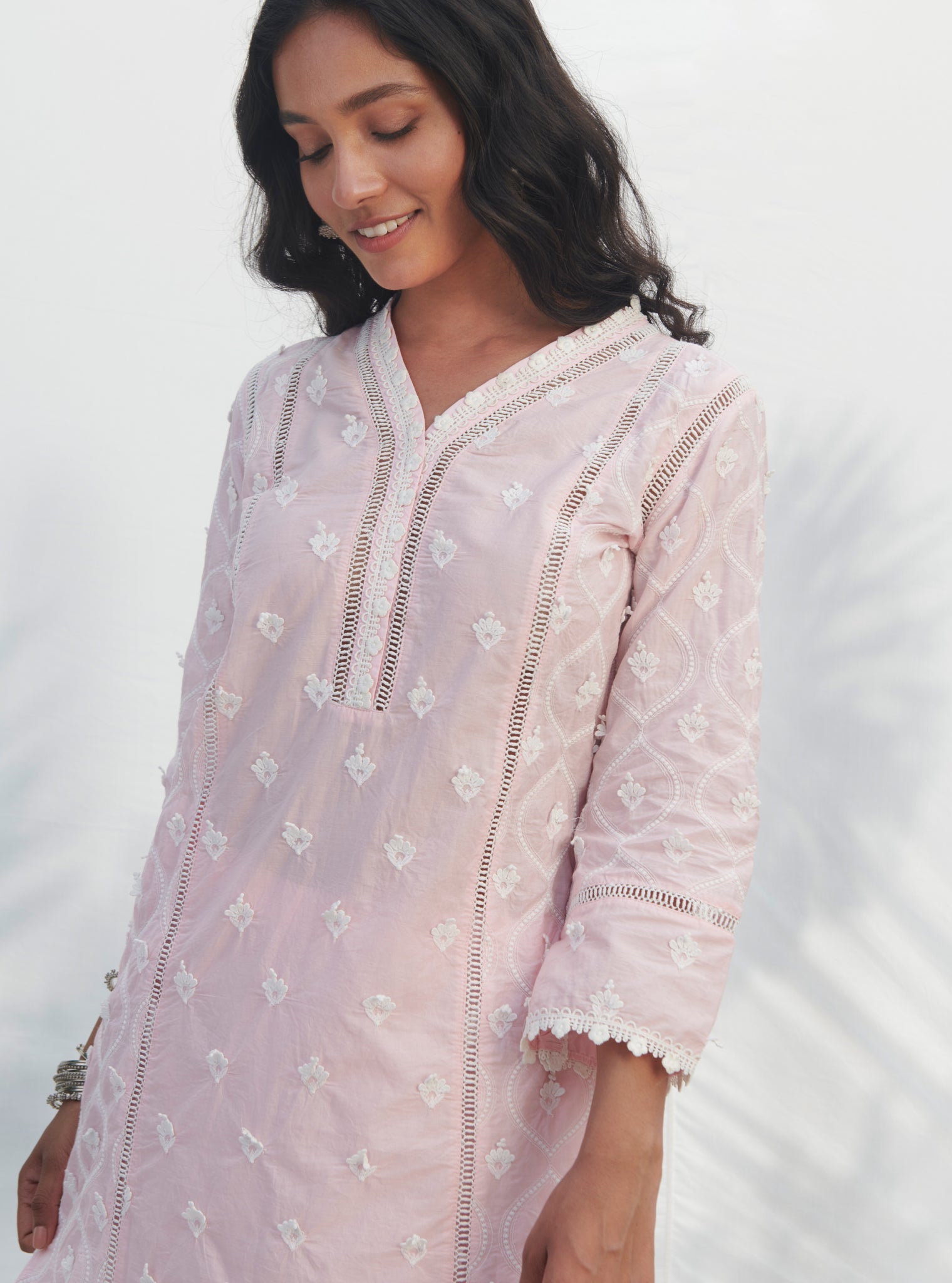 Zarani Supima Cotton Pink Kurta with Garara Set