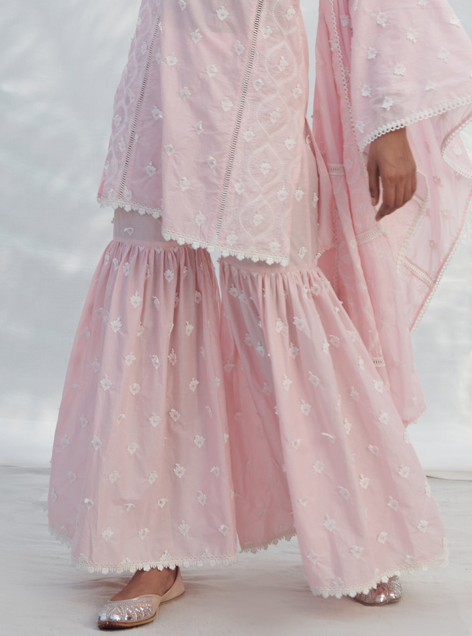 Zarani Supima Cotton Pink Kurta with Garara Set
