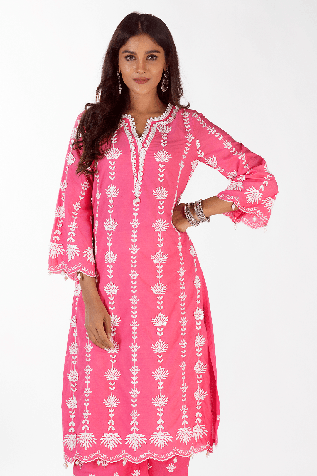 Zaira Supima Cotton Fuchsia Kurta with Palazzo Set