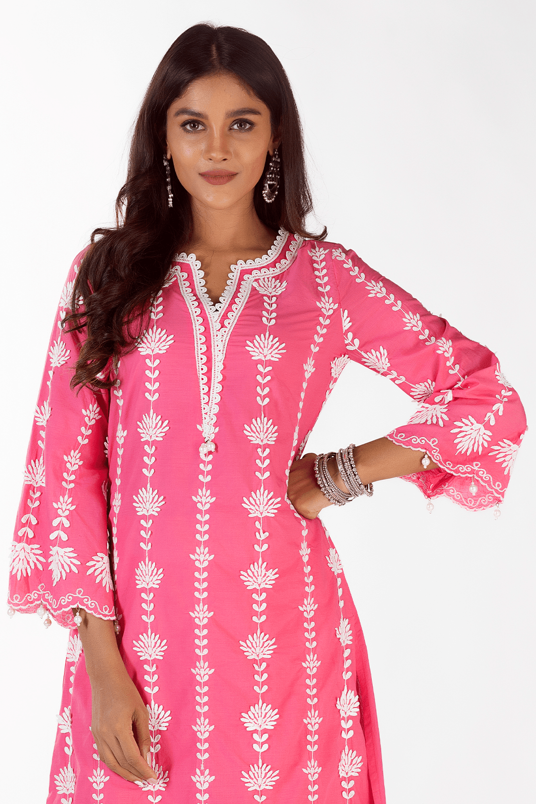 Zaira Supima Cotton Fuchsia Kurta with Palazzo Set