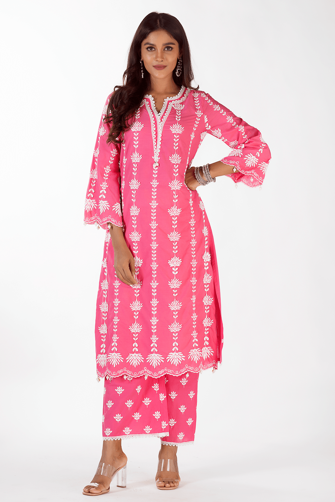 Zaira Supima Cotton Fuchsia Kurta with Palazzo Set