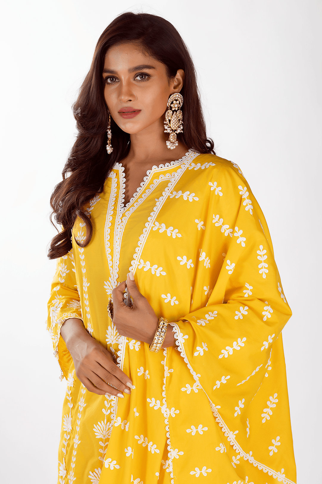 Mulmul Supima Cotton Paige Mango Dupatta