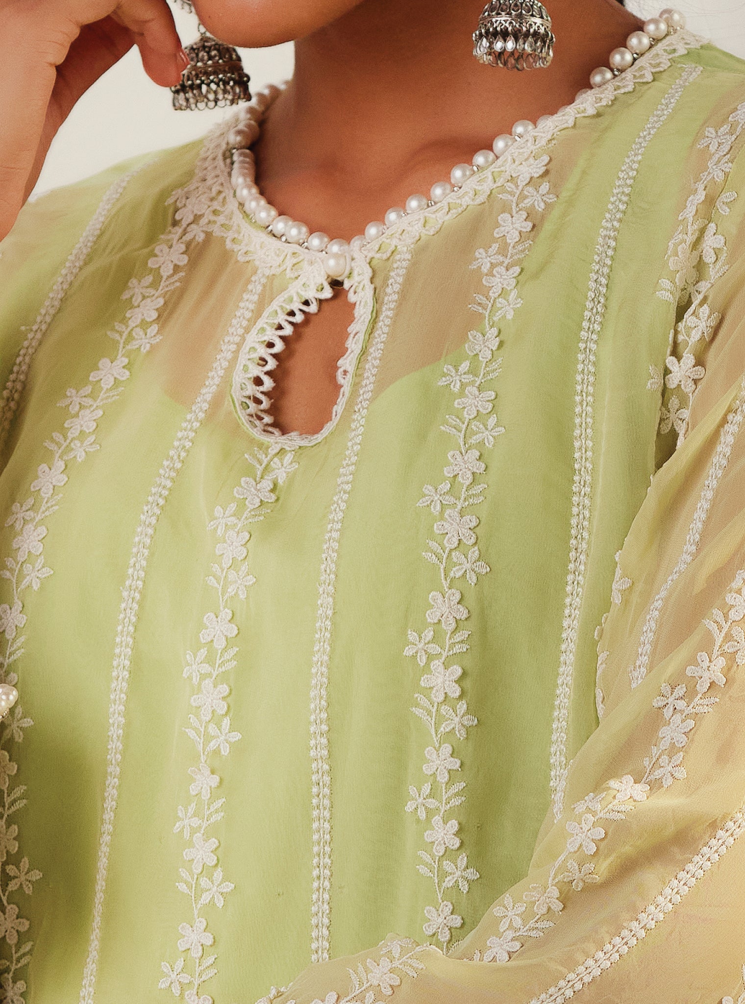 Zella Organza Green Kurta Set