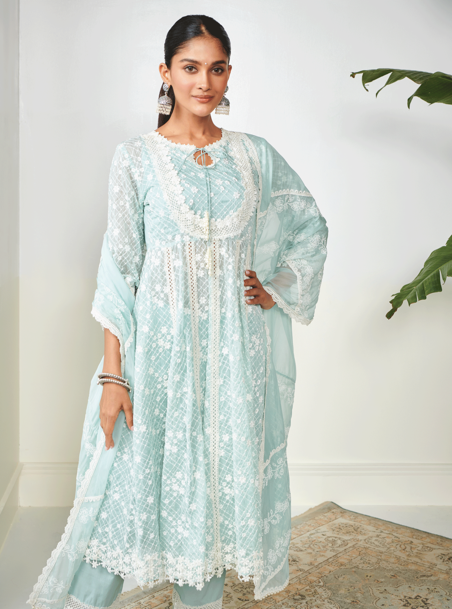 Zola Organza Light Blue Anarkali Kurta Set