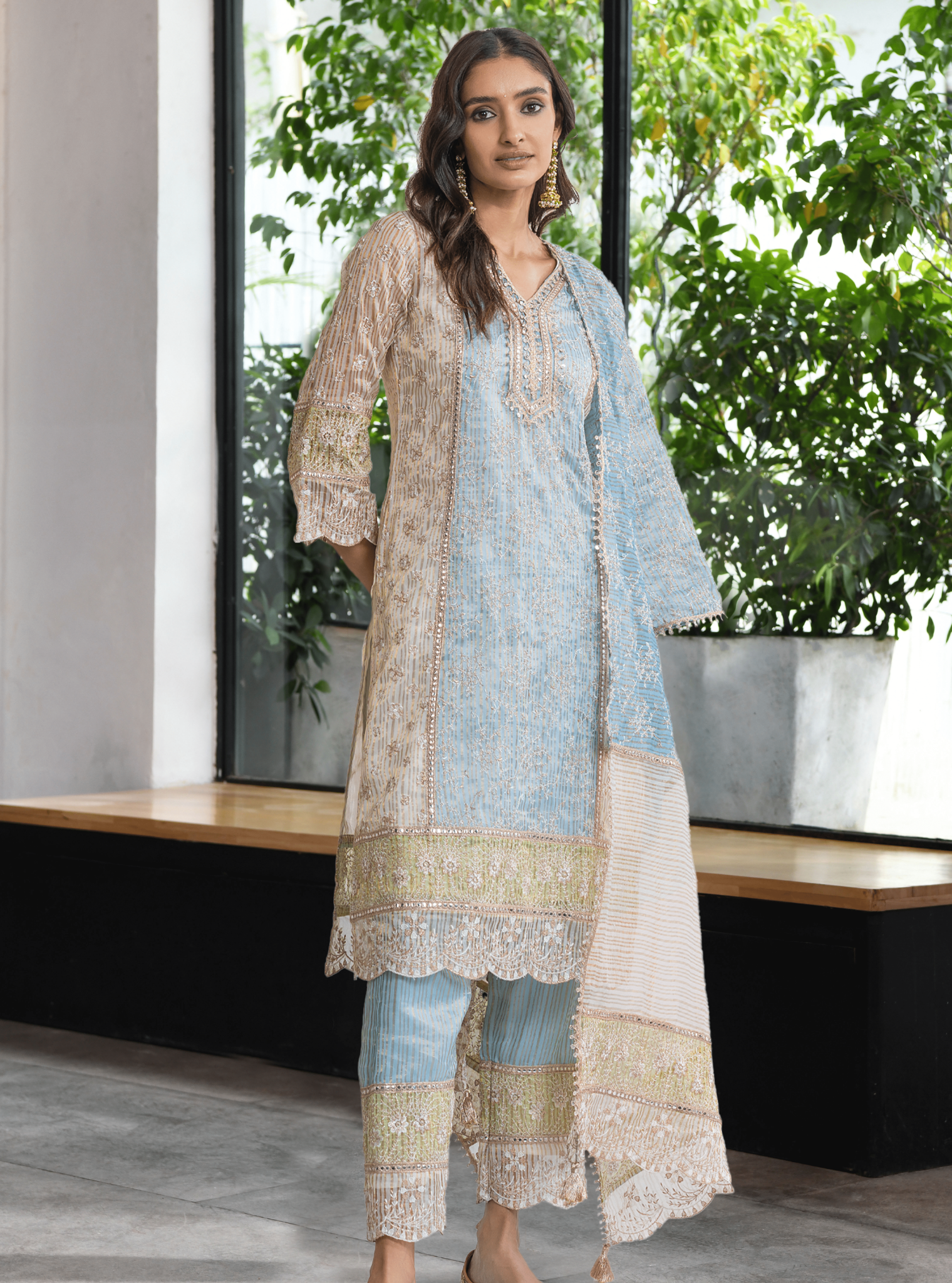 Aboli Banarsi Blue Kurta Set