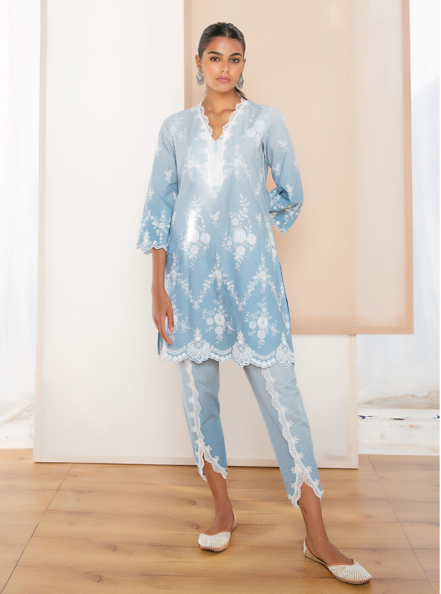 Atrai Supima Cotton Blue Kurta Set