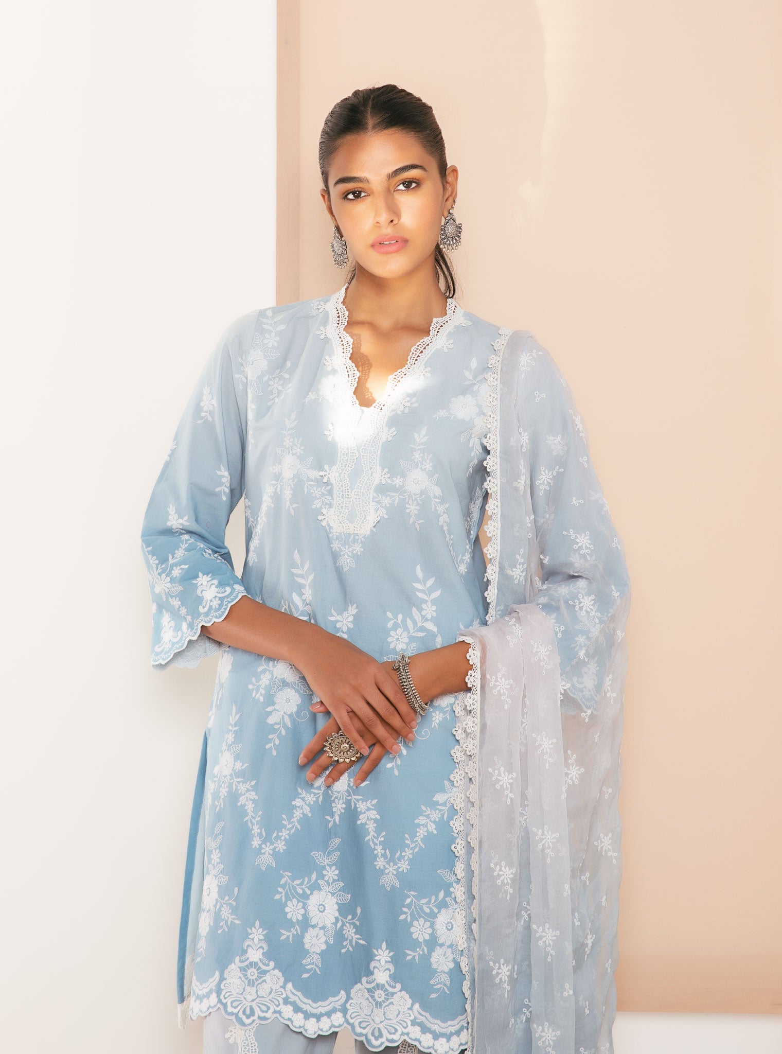 Atrai Supima Cotton Blue Kurta Set