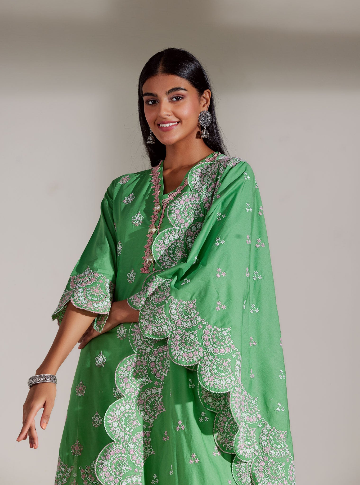 Aviana Supima Cotton Green Kurta Set