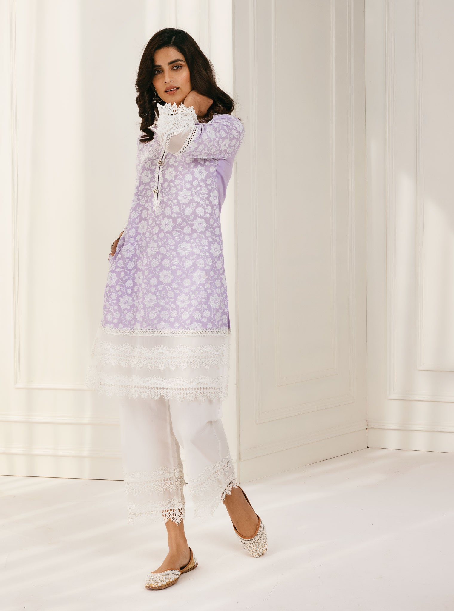Barog Supima Cotton Lilac Kurta with Palazzo Set