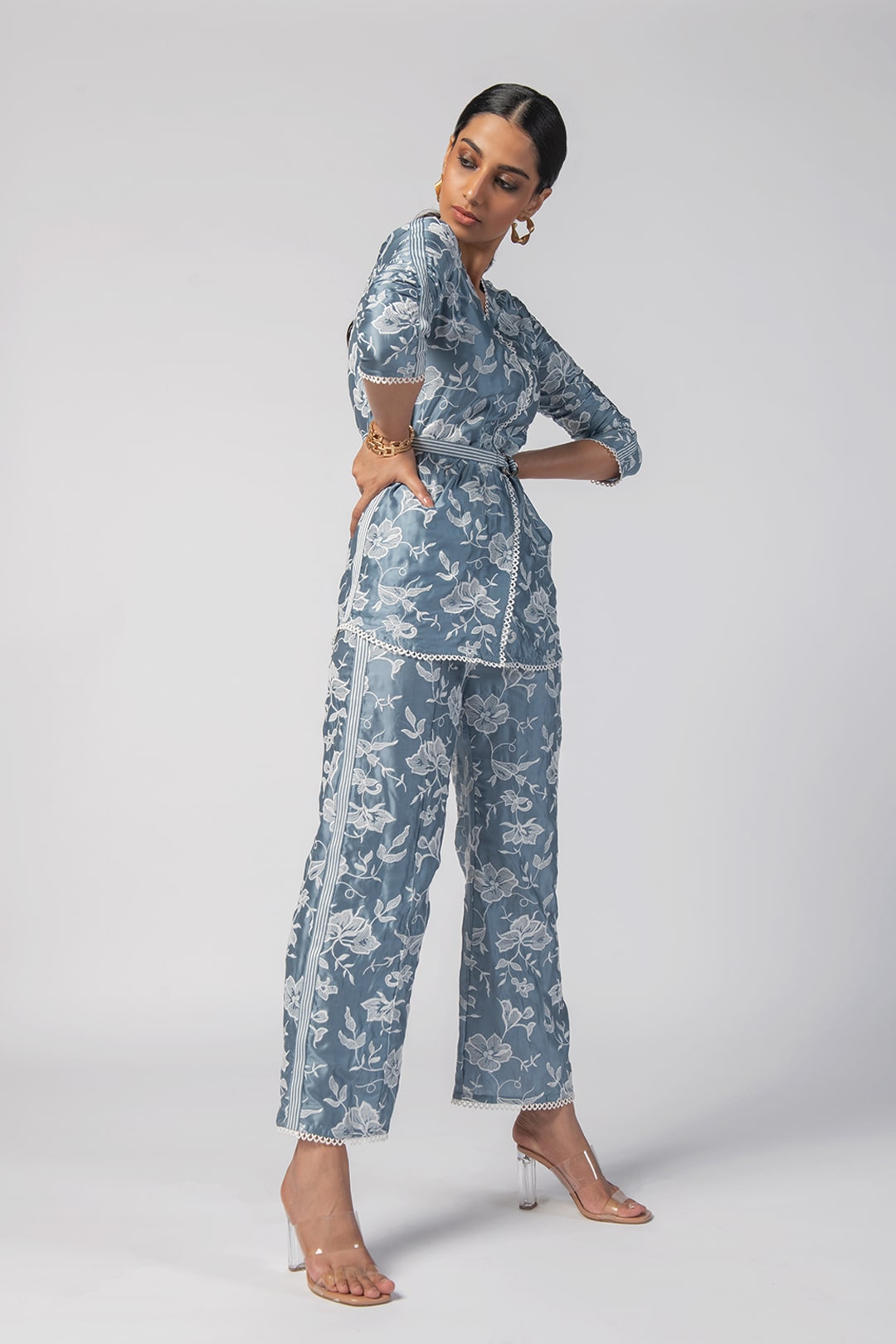 Caroline Cupro Blue Co-Ord Set