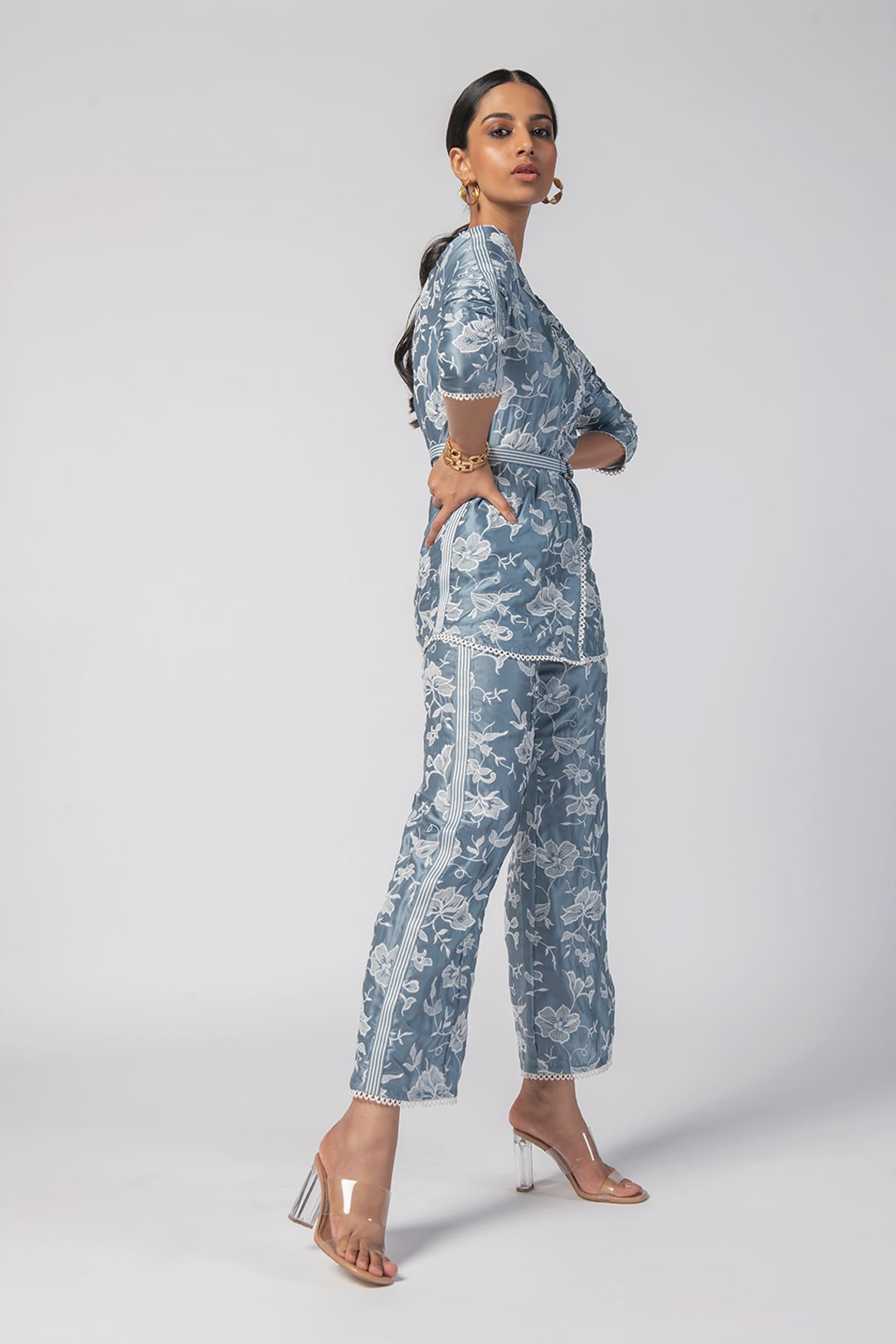 Caroline Cupro Blue Co-Ord Set
