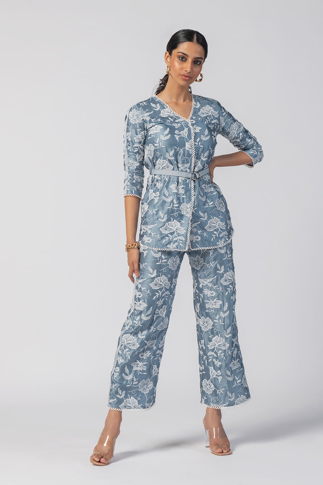Caroline Cupro Blue Co-Ord Set