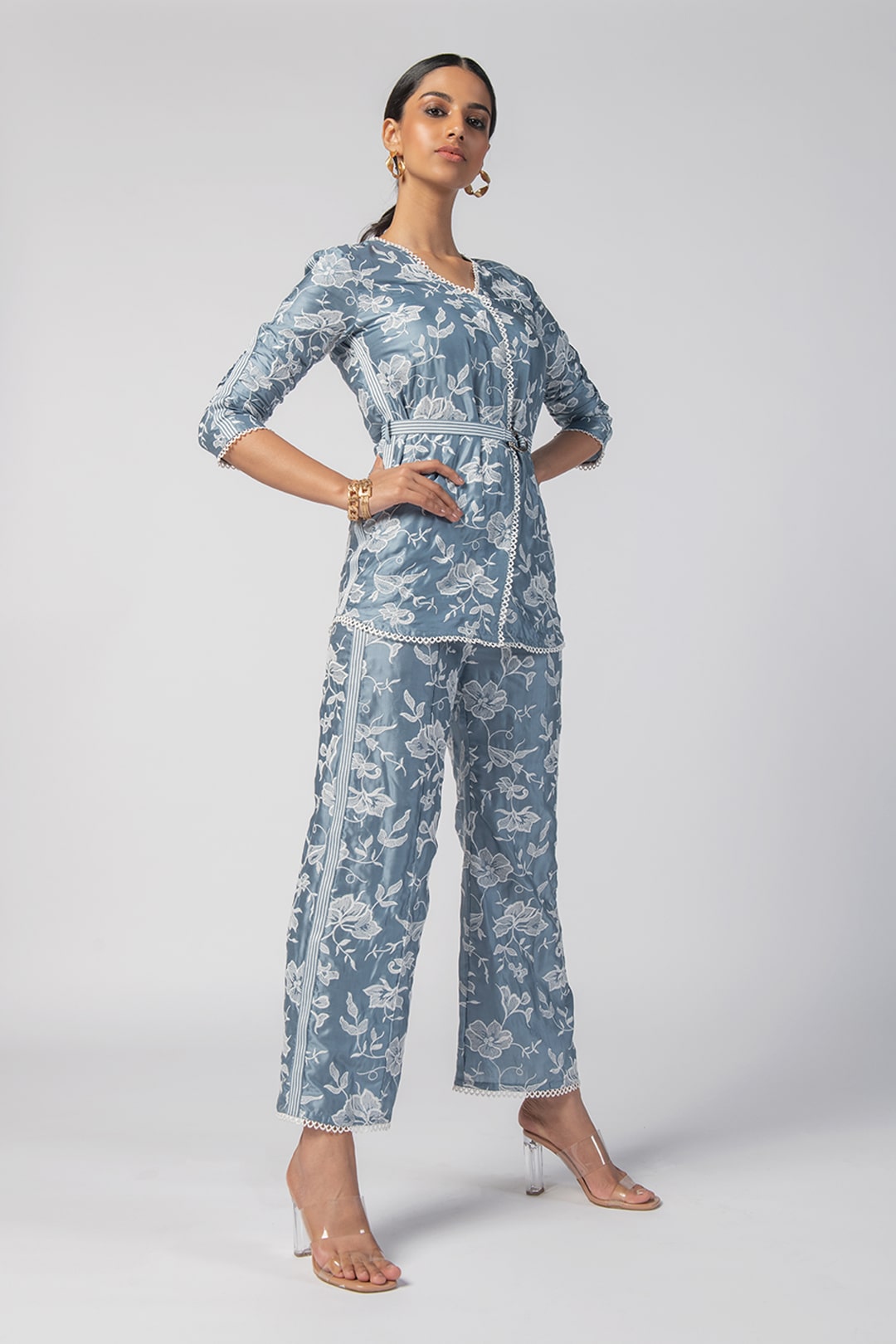 Caroline Cupro Blue Co-Ord Set