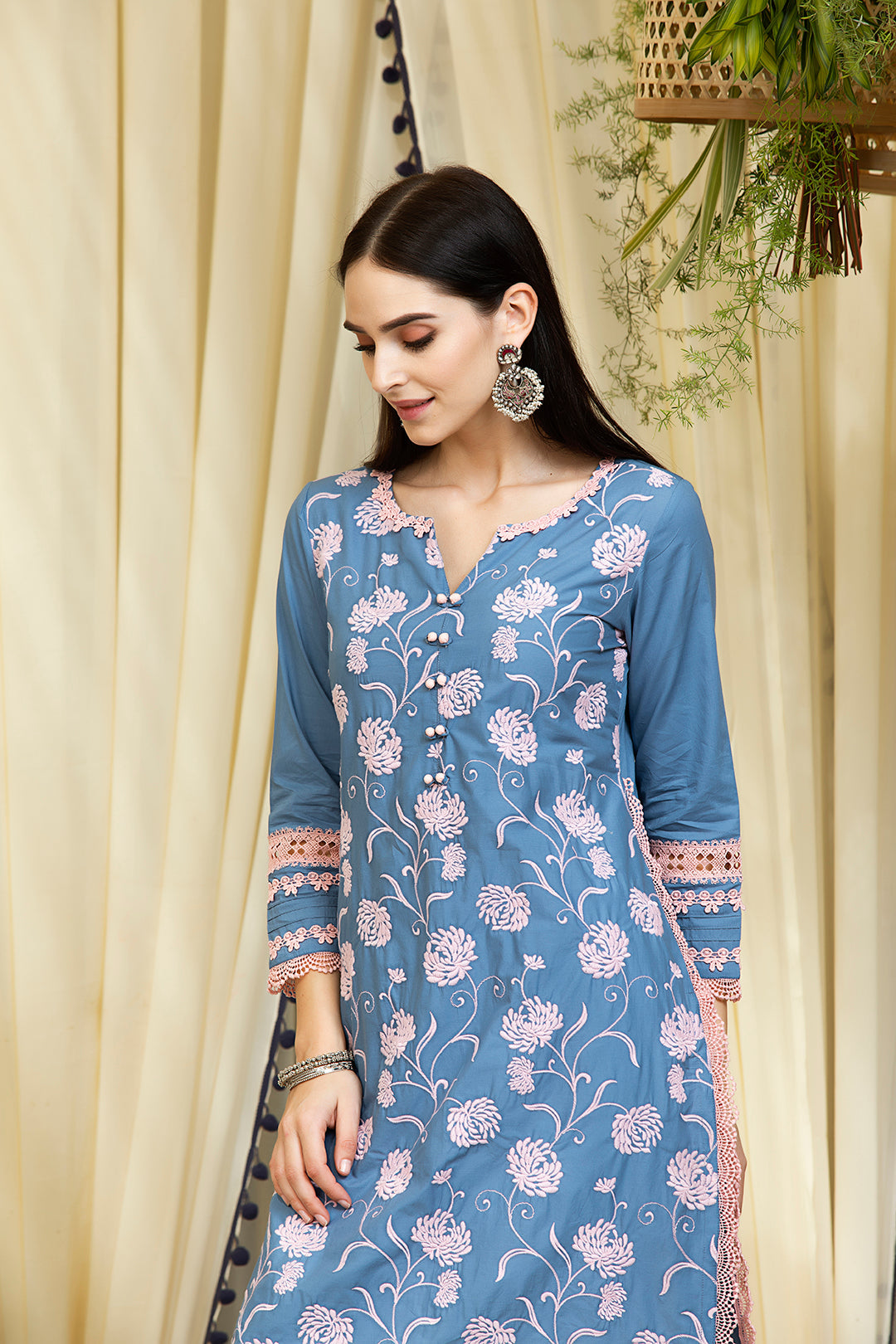 Claudia Supima Cotton Denim Kurta Set