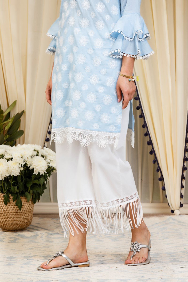 Daffodil  kurta blue with New Poppy pyajamas  White