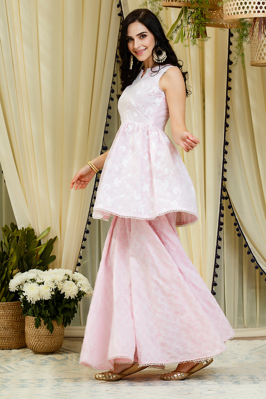 Magnolia Pink Kurta with Sharara Set