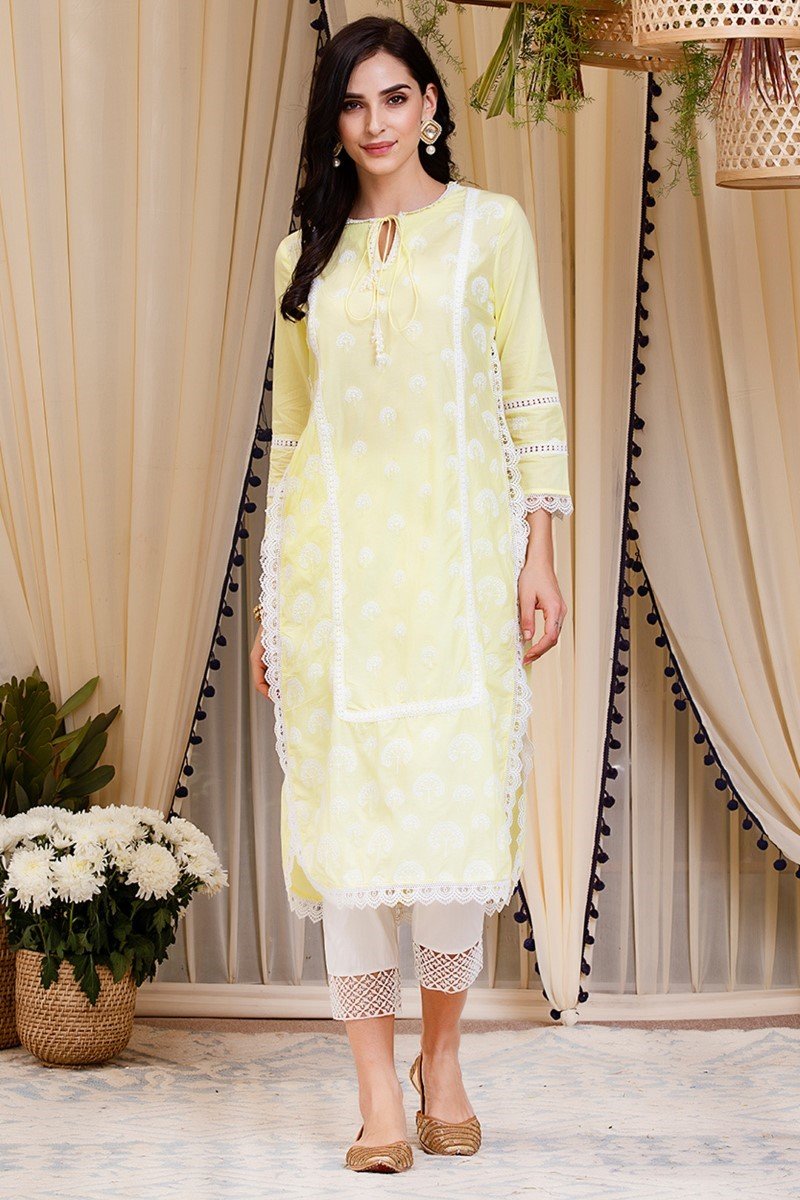 Snowdrop kurta with fern pyajamas