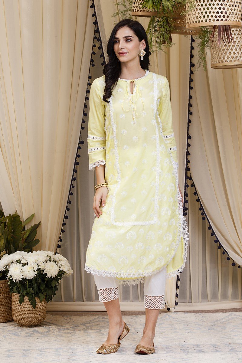Snowdrop kurta with fern pyajamas
