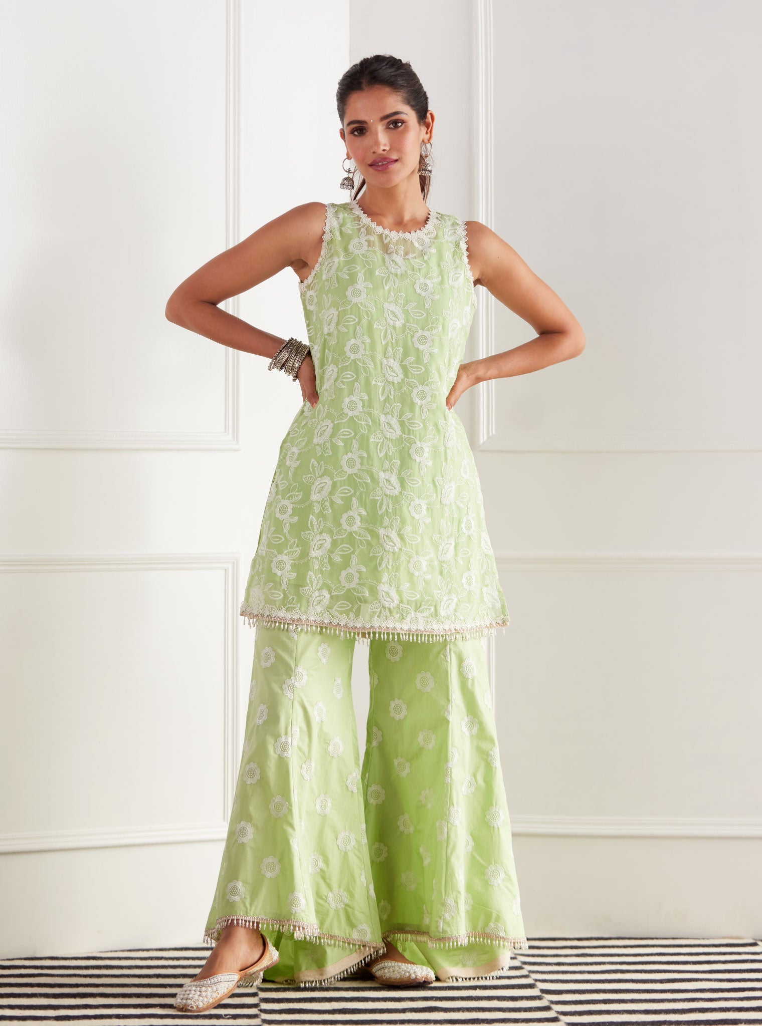 Cleo Organza Green Kurta Set