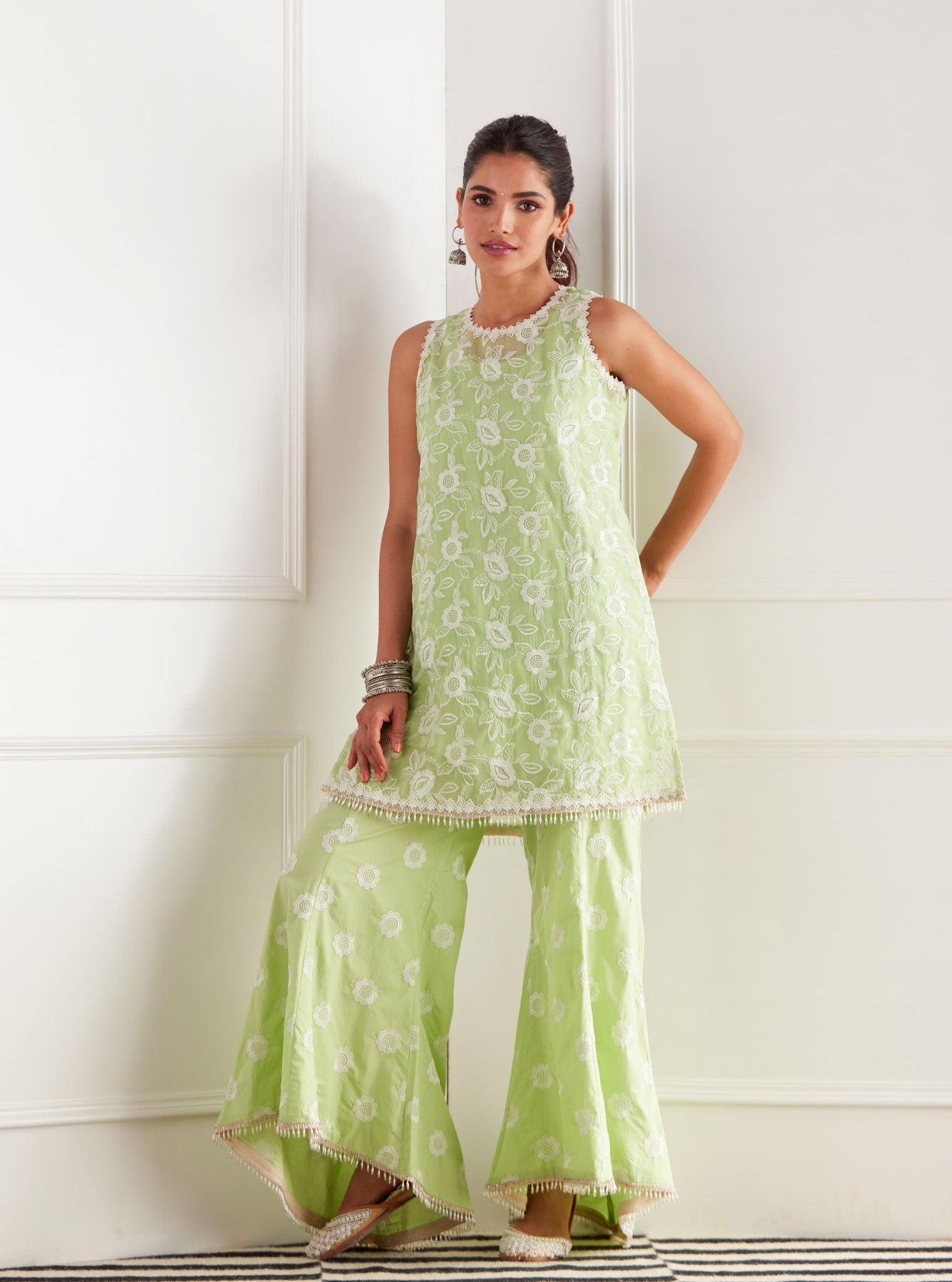 Cleo Organza Green Kurta Set