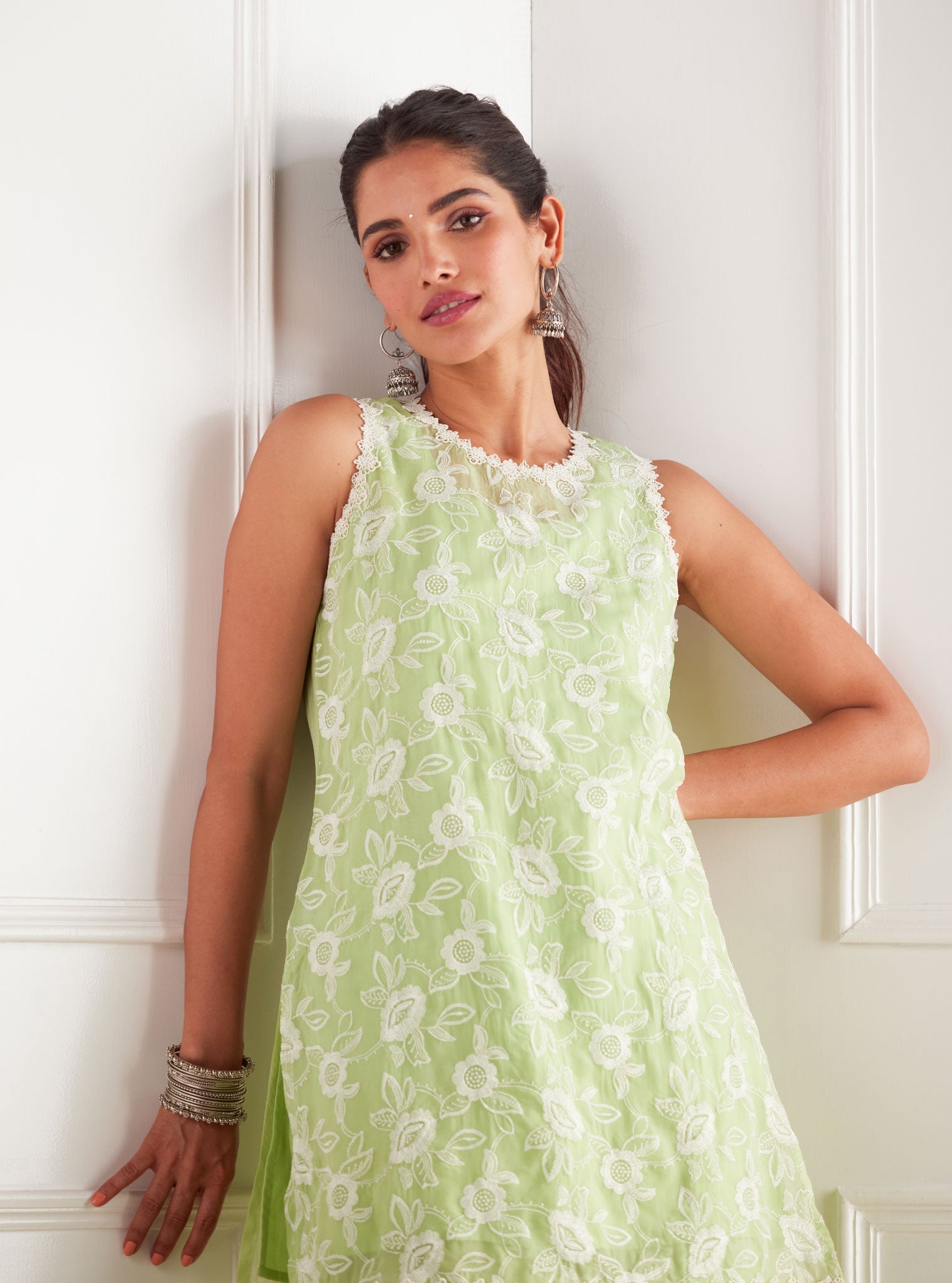 Cleo Organza Green Kurta Set