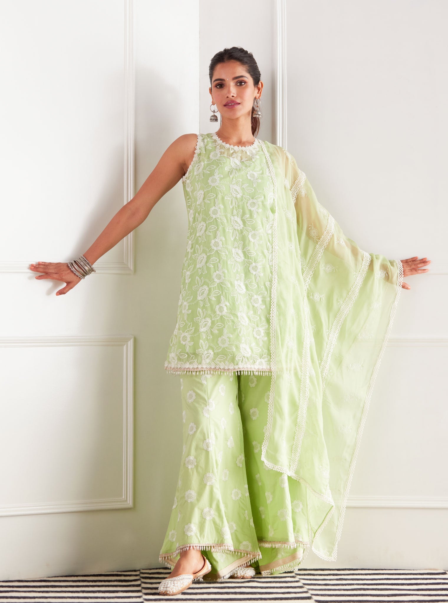 Cleo Organza Green Kurta Set