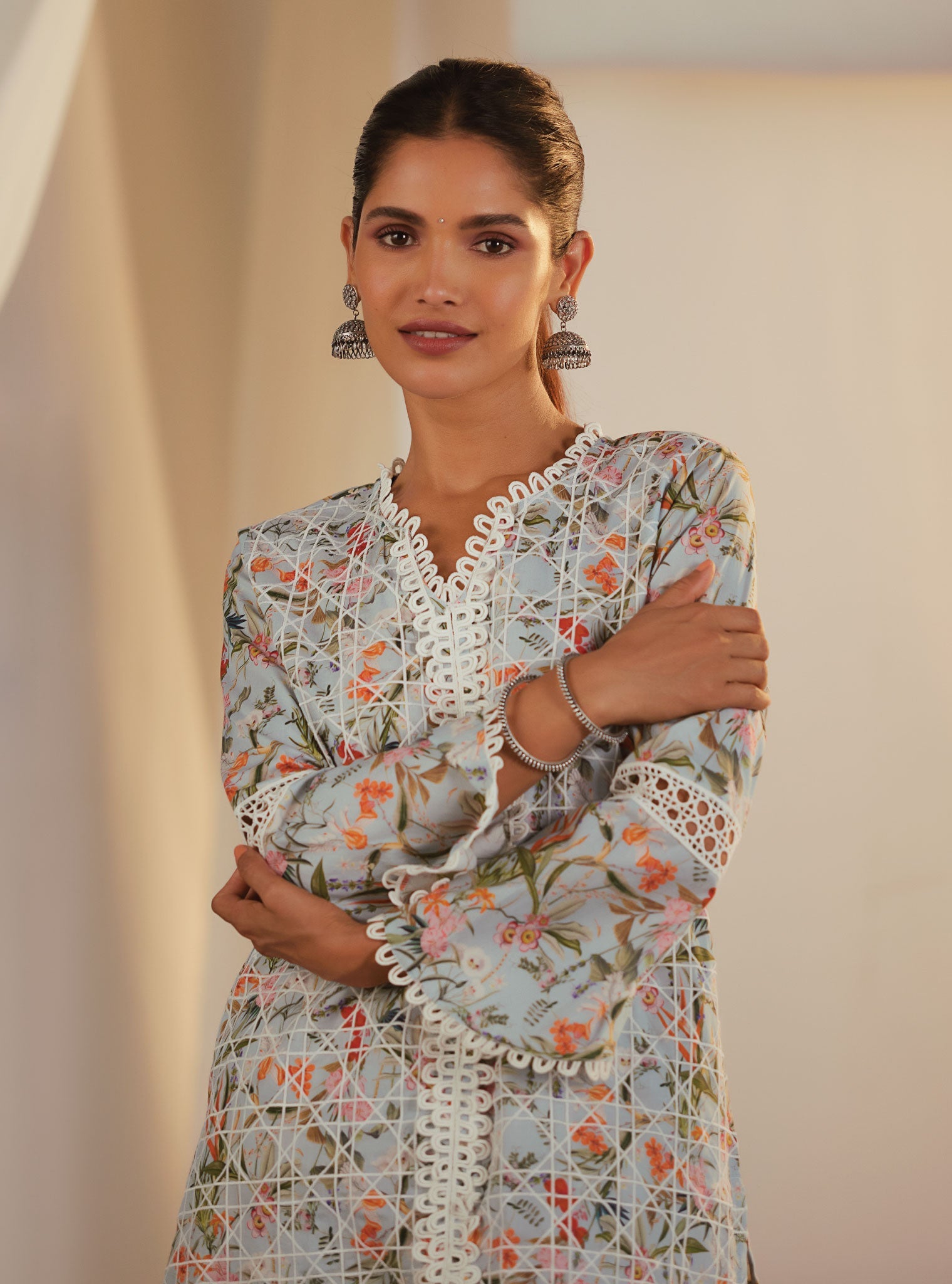 Corelli Supima Cotton Blue Kurta Set