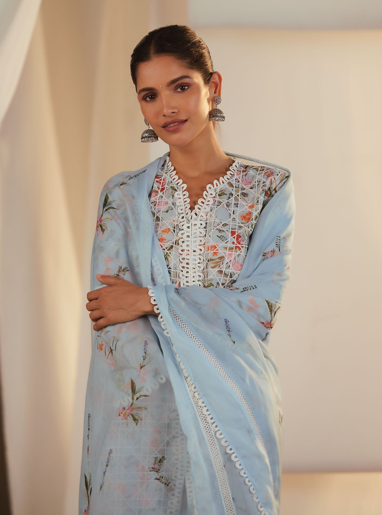 Corelli Supima Cotton Blue Kurta Set