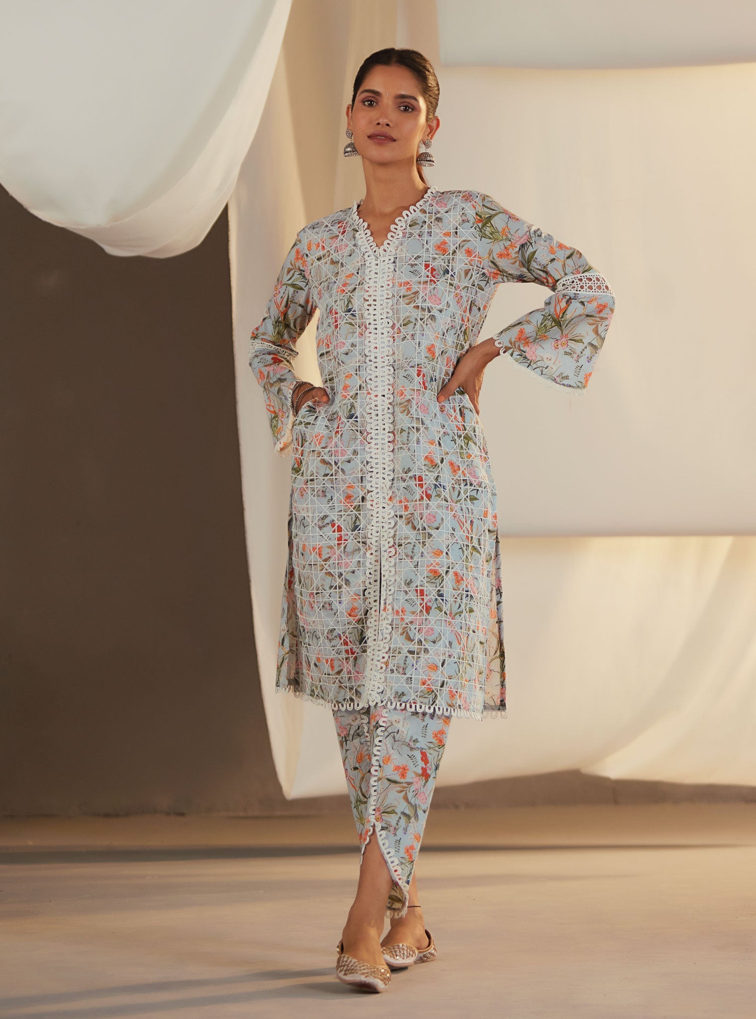 Corelli Supima Cotton Blue Kurta Set