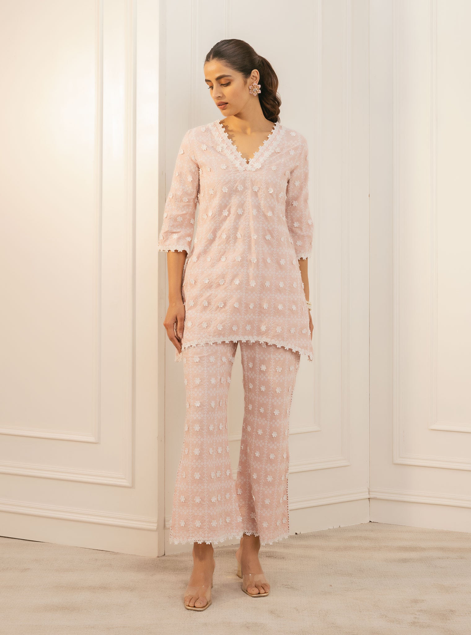 Cove Supima Cotton Pink Top with Pant Set