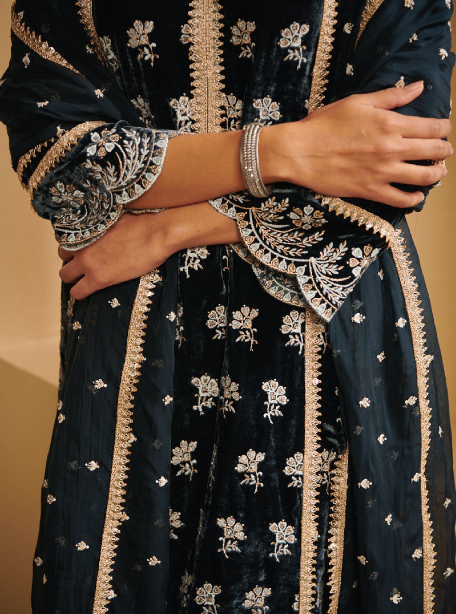 Pure Silver CZ Three Line Kada