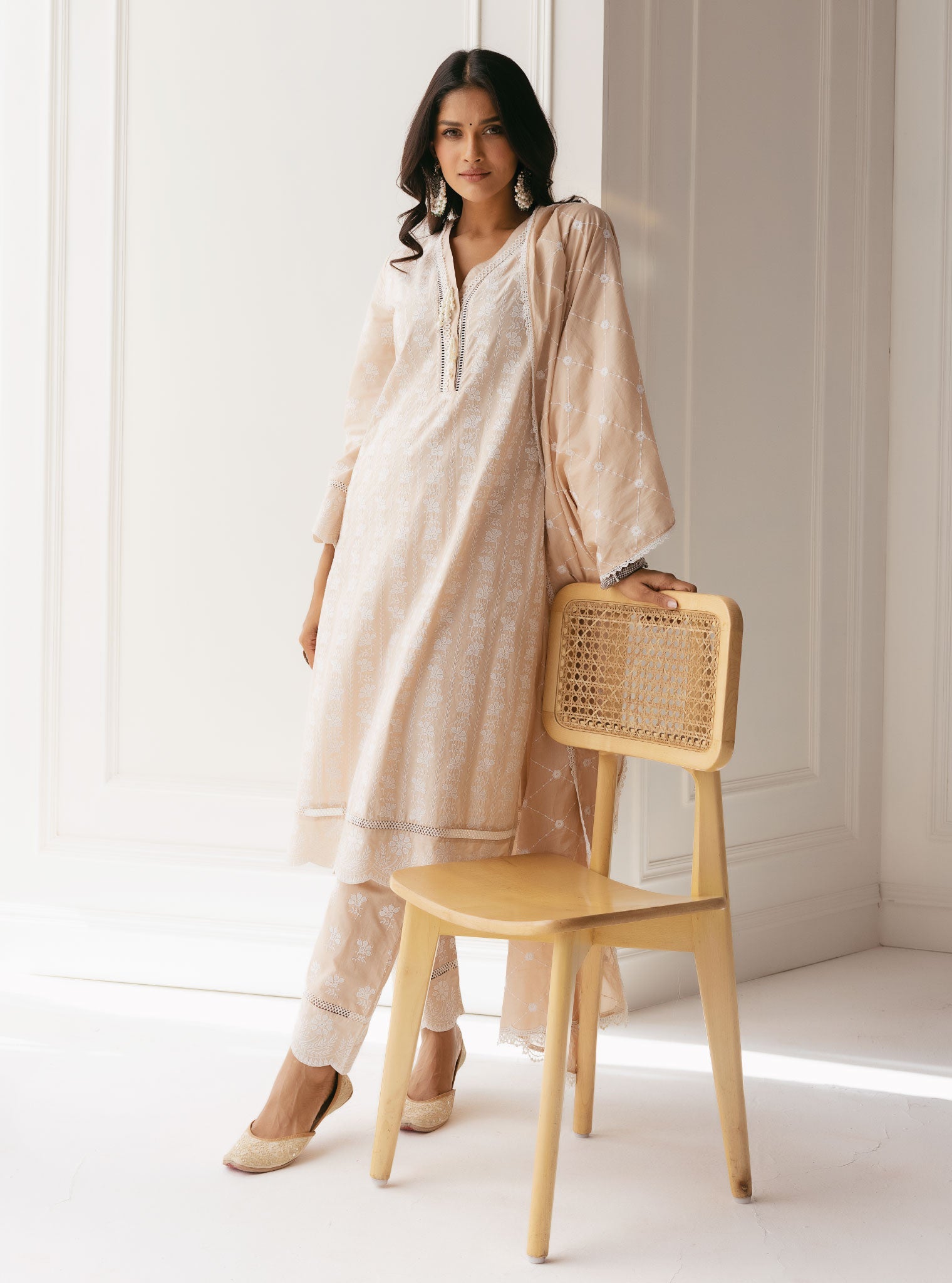 Dharni Supima Cotton Beige Kurta Set