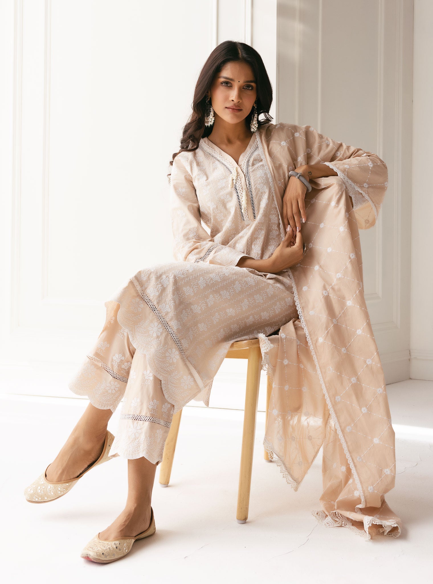 Dharni Supima Cotton Beige Kurta Set