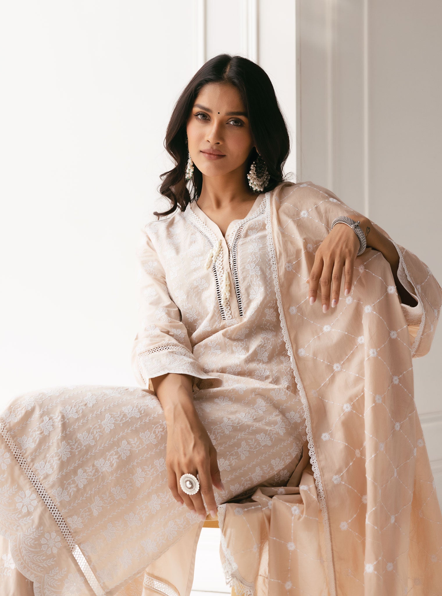 Dharni Supima Cotton Beige Kurta Set