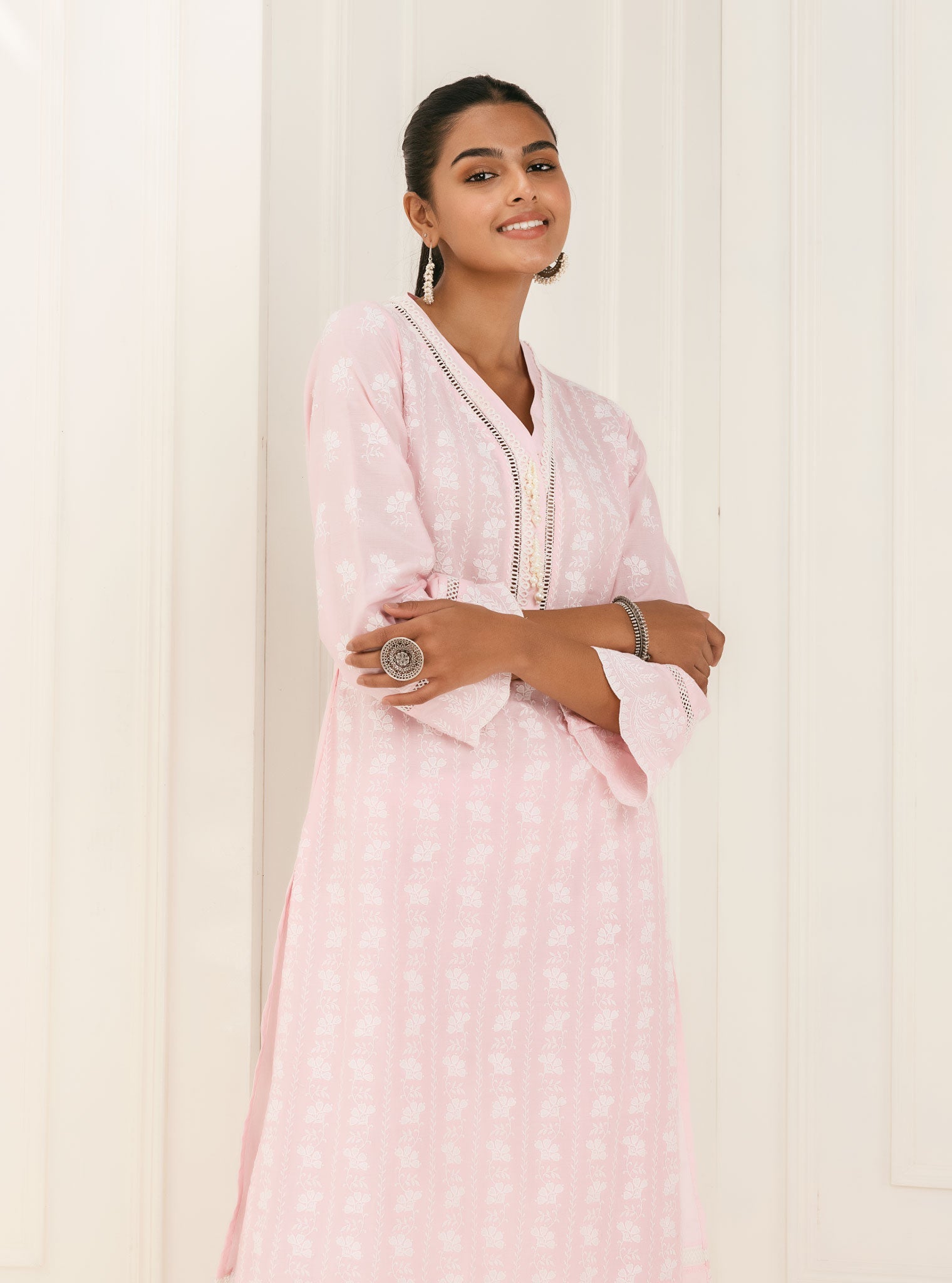 Dharni Supima Cotton Pink Kurta Set