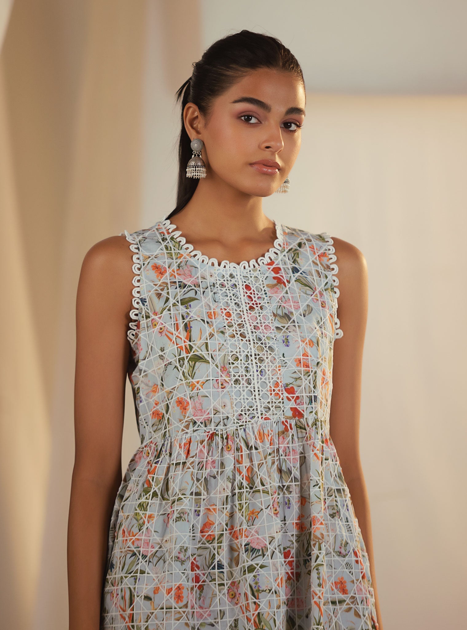 Elora Supima Cotton Blue Kurta with Bell Bottom Pant Set